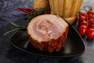 Tasty and fat smoked pork belly