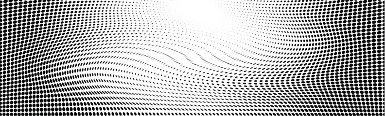 Wavy gradient halftone dots pattern texture background
