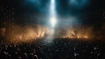 concert with a large audience, concert lights