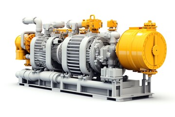 Large industrial air compressor isolated on white background