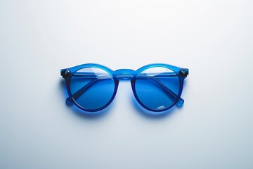 Fototapeta premium Blue sunglasses on white background.