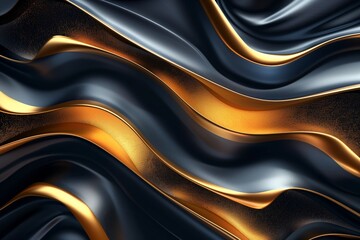 Black and gold wavy lines background