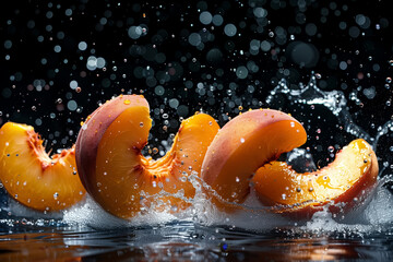 Juicy fruit dropping into water