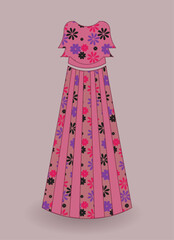 Pink Vector illustration Party Long frock maxi prom dress details for various occasions and events