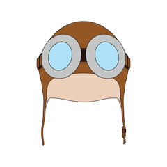 kids drawing cartoon Vector illustration vintage pilot helmet icon Isolated on White © wordspotrayal