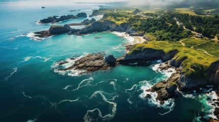 a winding coastline dotted with secluded beaches, 