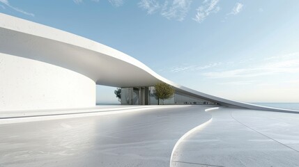 futuristic concrete architecture with a car park, and empty square floor.