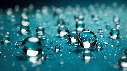 Realistic water droplets on cyan background design wallpaper