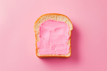 Toast with rose butter on pink background