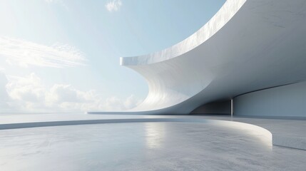 futuristic concrete architecture with a car park, and empty square floor.