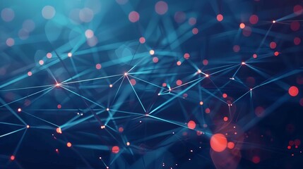 Complex digital network emphasizing connections in finance and technology