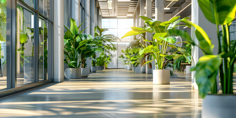 Indoor plants and greenery in an office setting bringing nature indoors
