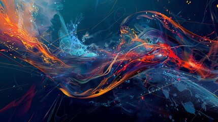 Digital art expressing the fluidity and interconnectedness of modern technology