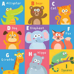 Fototapeta premium Vector vector animal letter abc colorful cartoon part 1