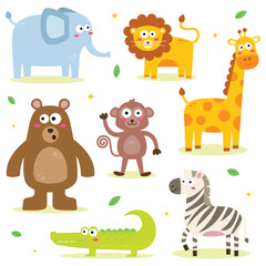 Vector vector of animals including a zoo animal cartoon