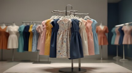New born baby dress Trendy cotton baby clothes display.generative.ai