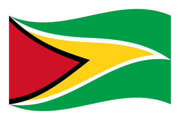Vector illustration of wavy Guyana flag on transparent background