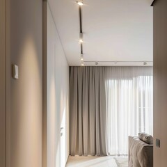 Modern Minimalist Home Interior with Elegant Lighting. Generative ai
