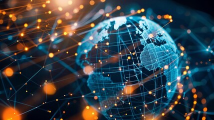 Hightech digital globe with global financial centers highlighted