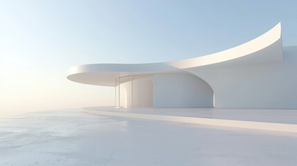 3d rendering of modern futuristic concrete architecture with a car park, and empty square floor.