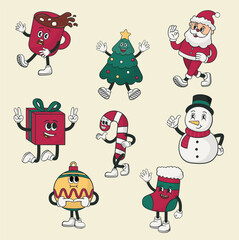 Bundle christmas character retro style