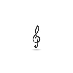 Music violin clef sign icon with shadow