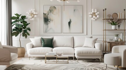 Fototapeta premium Elegant Modern Living Room with Artistic Decor