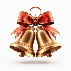 Christmas bell isolated. Christmas bells with a bow. Christmas holidays. Christmas theme.