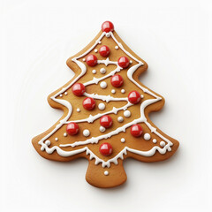 Christmas gingerbread cookie. White background. Christmas holidays. Christmas theme