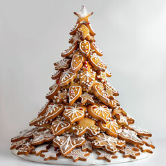 Gingerbread Christmas tree. White background. Christmas holidays. Christmas theme