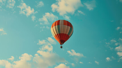Fototapeta premium Colorful Hot Air Balloons Soaring in the Bright Blue Sky