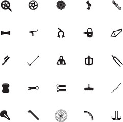 Set icons of bicycle. Bike parts and accessories isolated