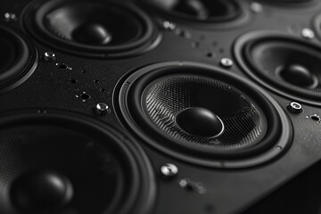 Fototapeta premium Black loudspeakers in the Audio Sound Speaker System. Generative AI