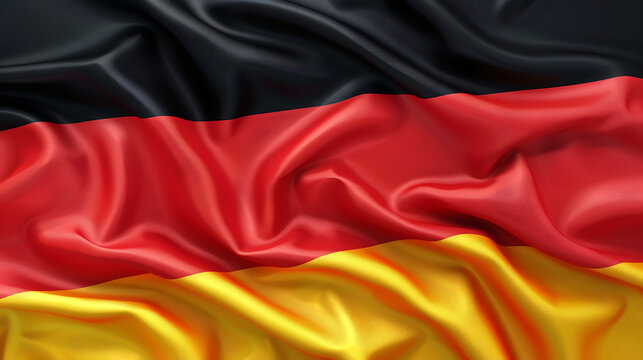 Realistic Germany Flag Background In Silk Texture Style