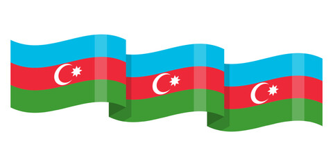 Vector illustration of wavy Azerbaijan flag on transparent background