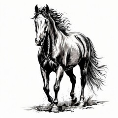 a horse silhouette isolate on white background made with generative ai