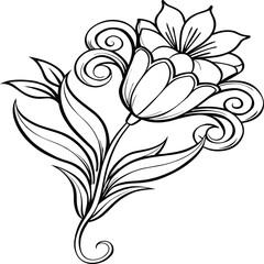 Freesia Flower Coloring Page. Flowers outline for coloring book. Freesia Elysium line art