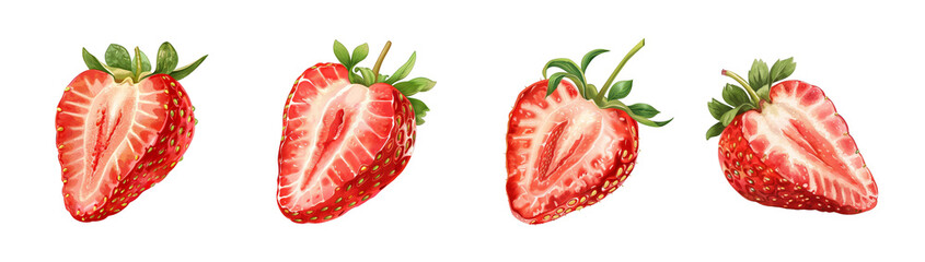 Hand drawn illustration of strawberry isolated on transparent background cutout png
