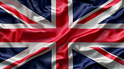 Realistic UK Flag Background In Silk Texture Style