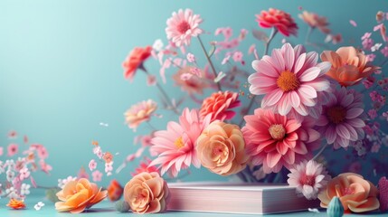 Flowers illustrations for children's books in bright, fluffy colors rendered in 3D