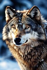 Fototapeta premium a Wolf close-up on background. Generative AI