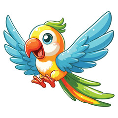 Fototapeta premium vector Happy parrot cartoon flying vector