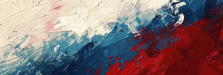 Textured paint strokes in Russian flag colors