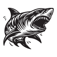 Shark , Shark silhouette , shark black and white ,Shark vector silhouette black and white logo design