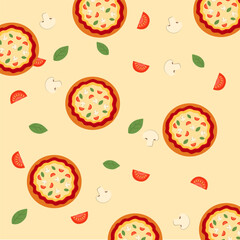 Pizza Pattern perfect for backgrounds, packaging, textiles, Food and Beverage Designs
