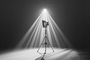 Spotlight stage with solitary white light background. Generative Ai