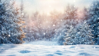 A snowy landscape with a blue sky and trees covered in snow by AI generated image