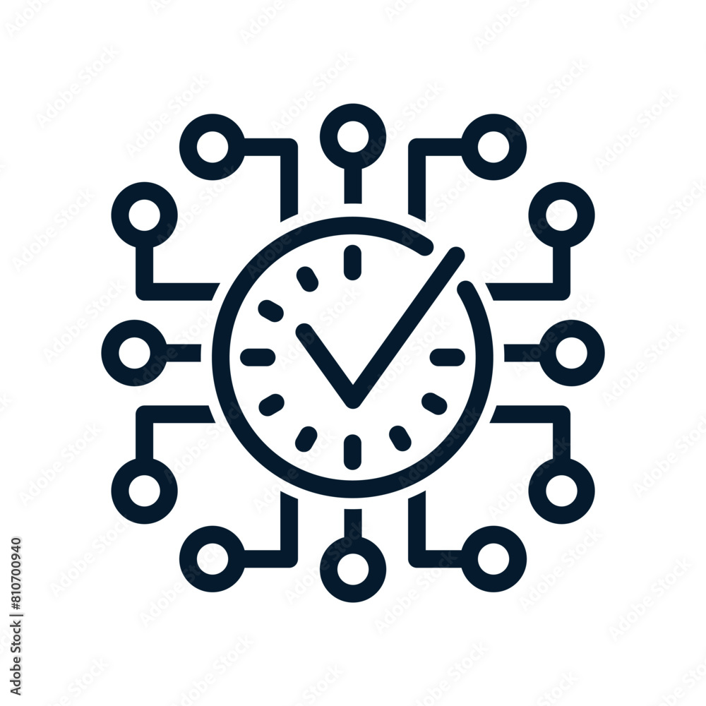 Poster software update timing concept. vector linear icon isolated on white background.
