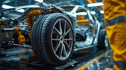 Fototapeta premium Every curve and angle of the car frame structure is meticulously depicted