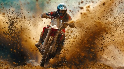 Motocross riders navigate a thrilling course with agility and skill, kicking up a flurry of dirt.